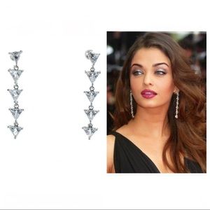Dangling triangle cubic zirconia earrings